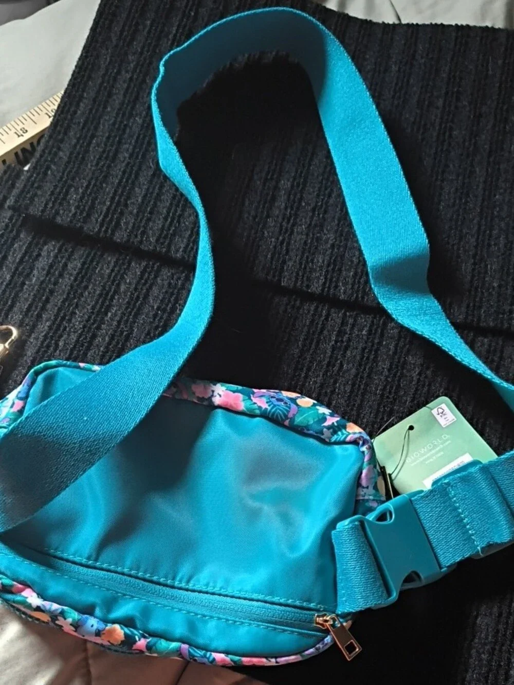 Bioworld Disney Teal Floral Stitch Kids Crossbody Bag